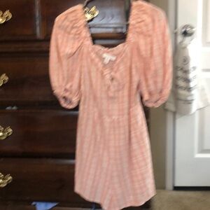 TOPSHOP PUFF SLEEVE PLAIDED ROMPER